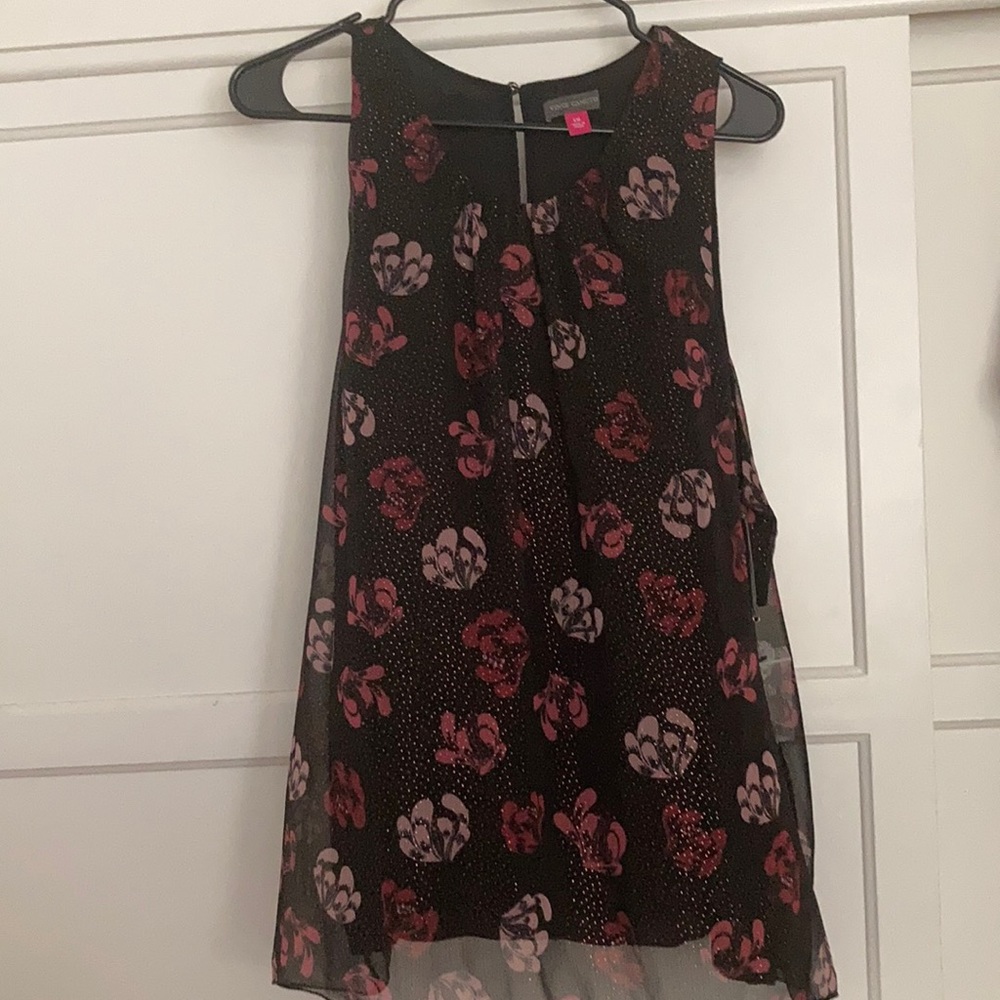 Flowy flower print tank blouse with sparkle!